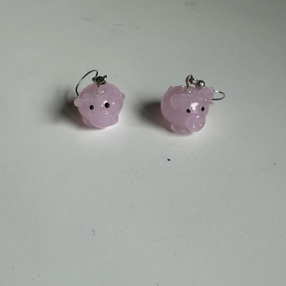 Glass Pig Earrings